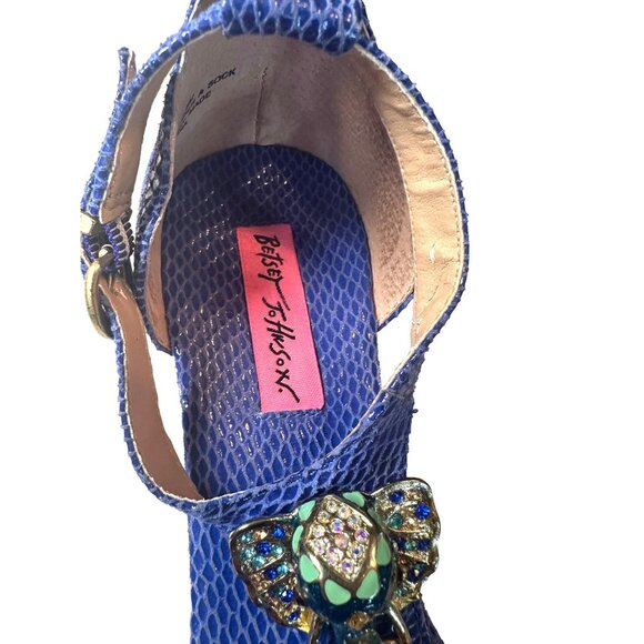 Vintage Betsey Johnson Kahluua Blue Elephant Sandals Rhinestone Elephant Ornamen - Picture 4 of 11